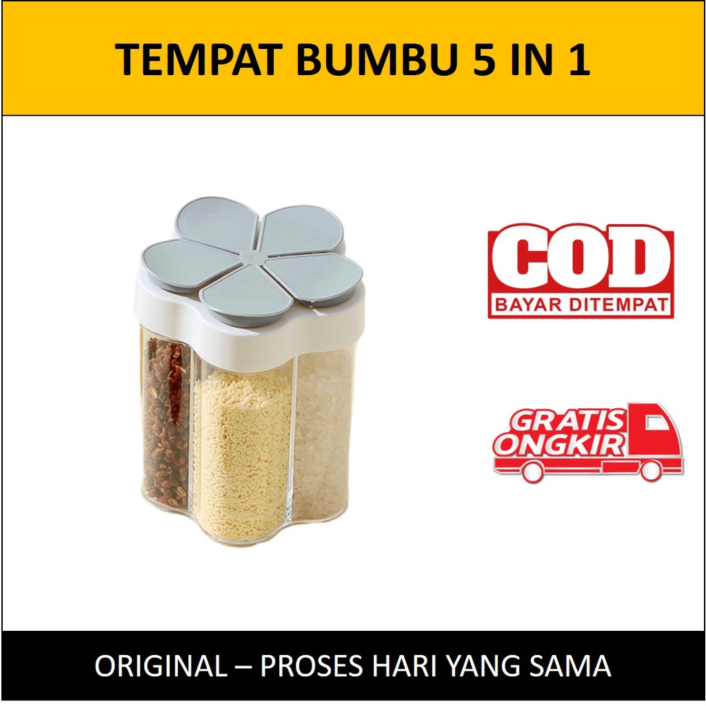 Seasoning Container 5 In 1 Sprinkle Flower Seasoning Container Kitchen ...