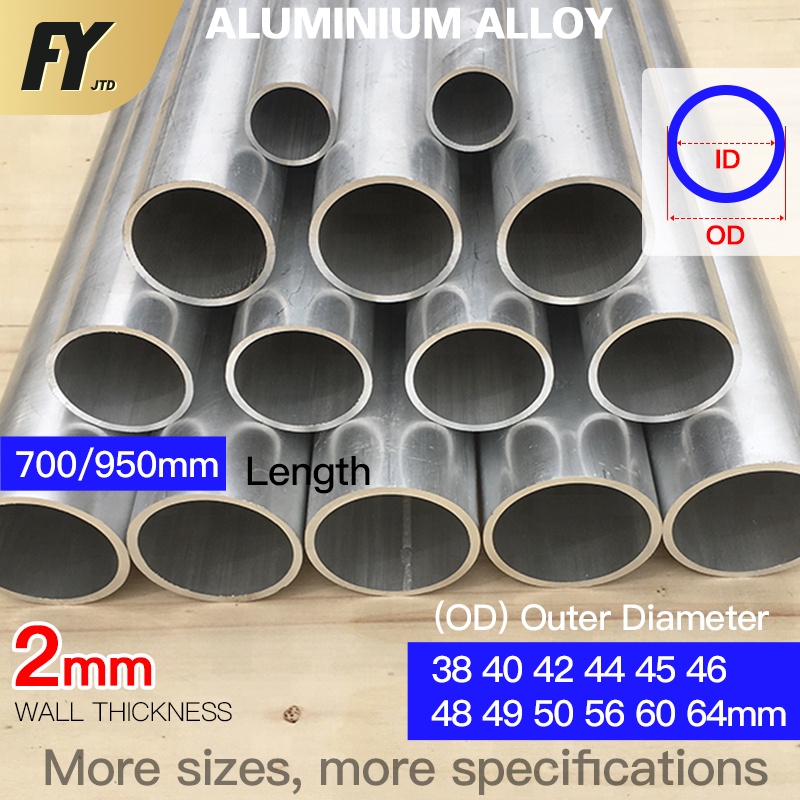 FUYI aluminum tube 2mm wall thickness OD 3864mm pipe 700mm 950mm