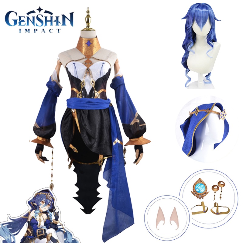 Game Genshin Impact Layla Cosplay Costume Wig Shoes Adult Halloween ...