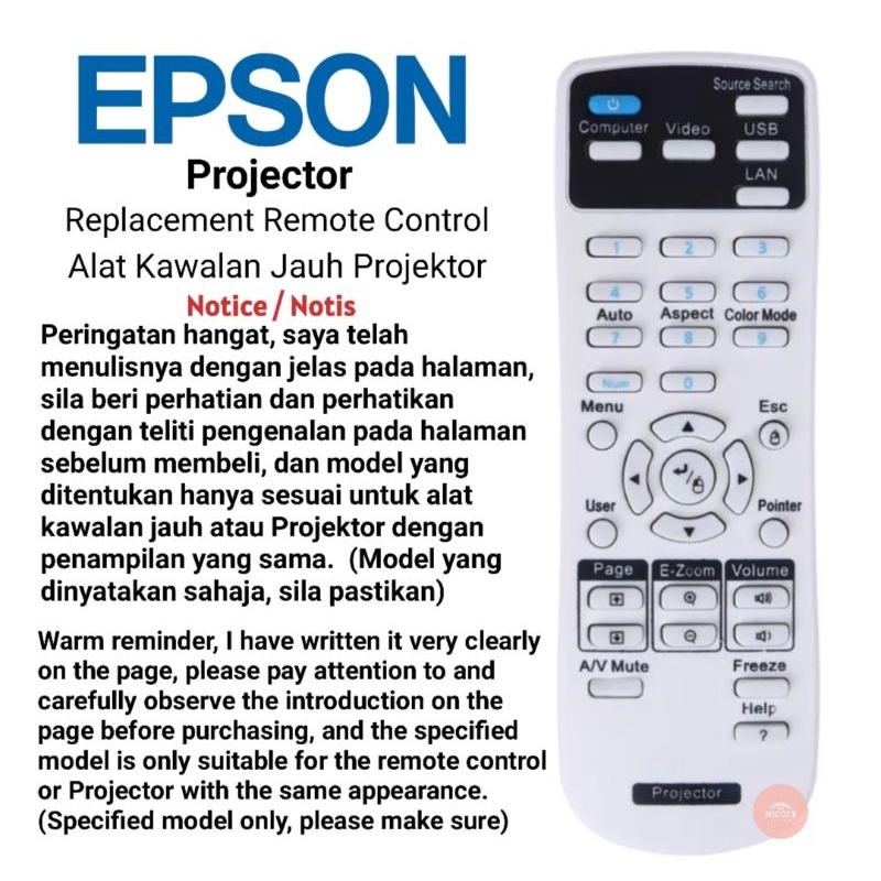 Epson Projector Replacement Remote Control Shopee Philippines