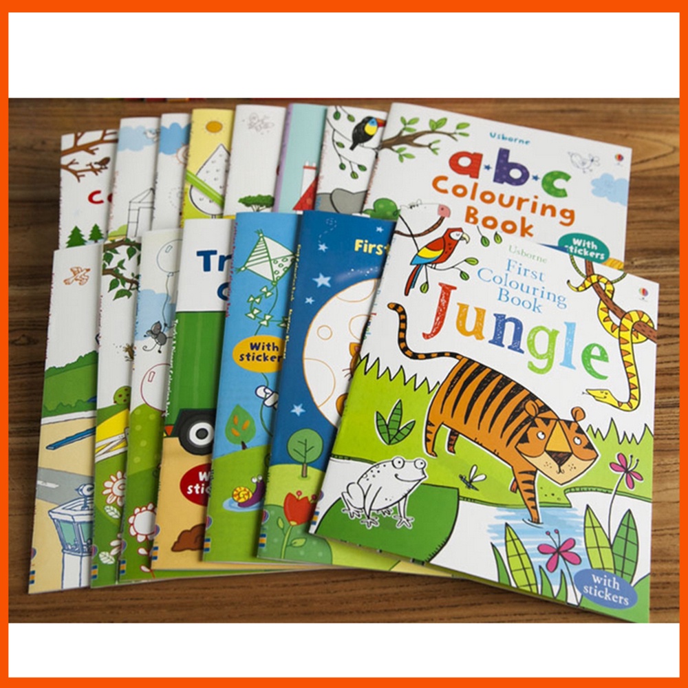 Usborne Colouring Book with Stickers/Animal/ABC/Airplane/english ...