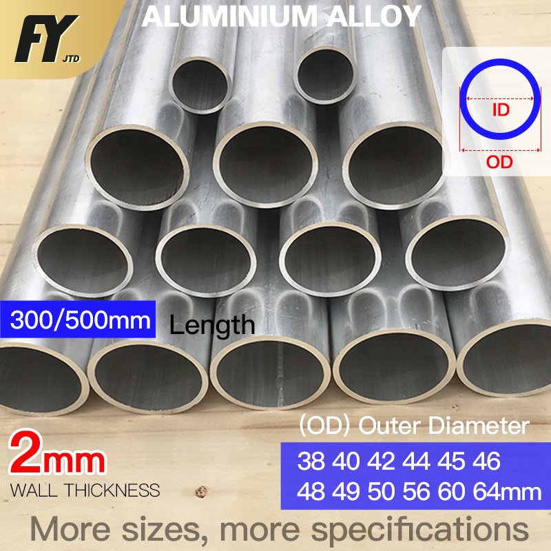 FUYI aluminum tube 2mm wall thickness OD 3864mm pipe 300mm 500mm