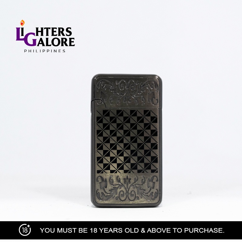 Lighters Galore Redflame 157 (Engraved Floral, Checkered Pattern