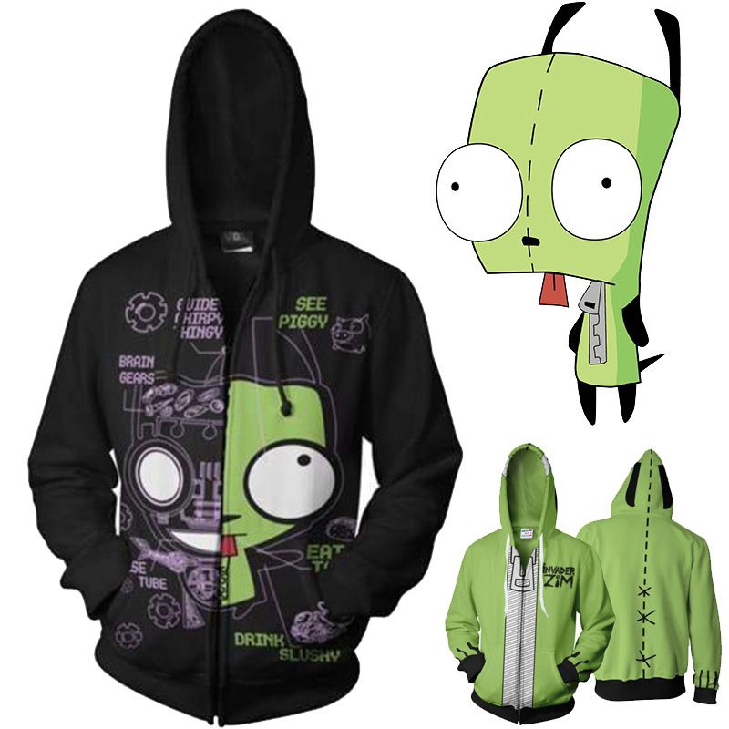 Invader ZIM Costume Printed Men Zipper Hoodie Jacket Cosplay Shopee