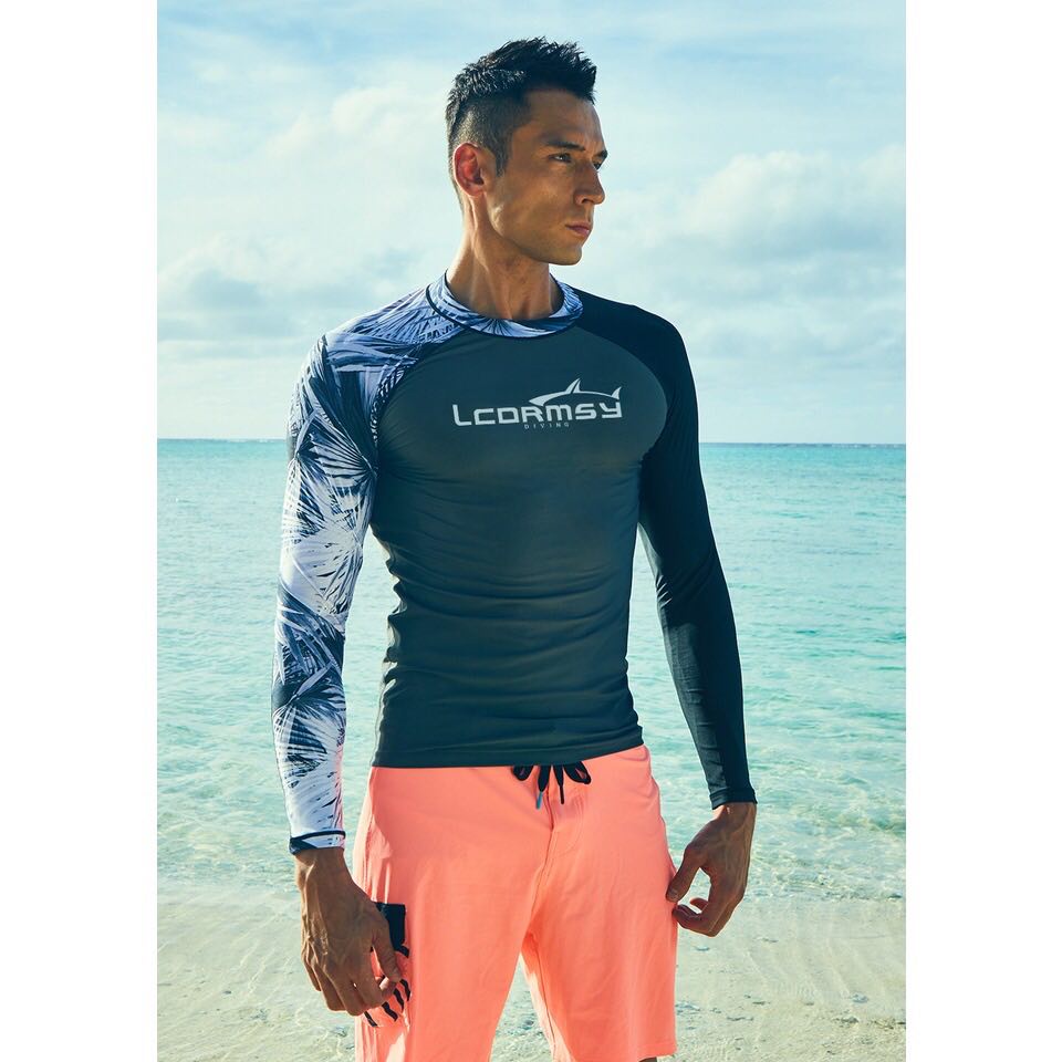 Men s Rash Guard Top Long Sleeves Swimsuit Swimwear Dri Fit Rash