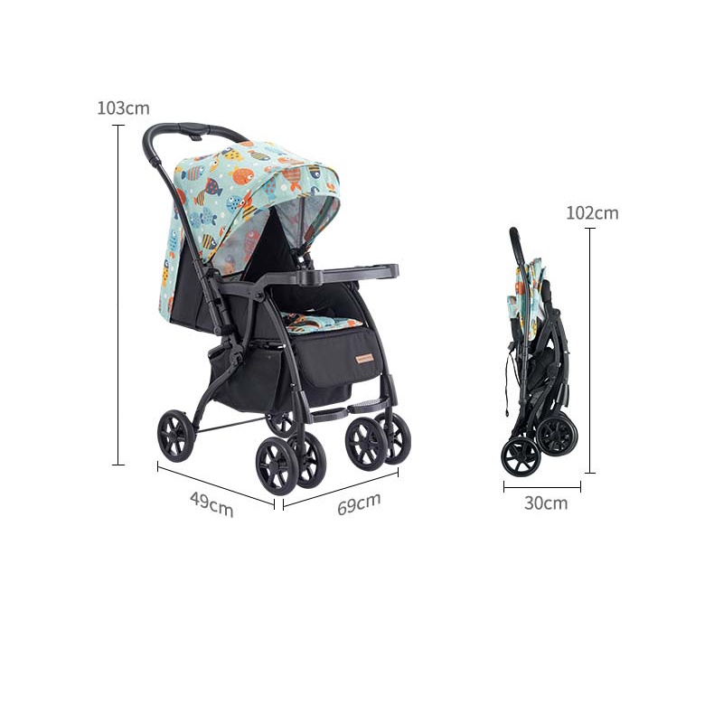New Baby stroller reversible handle foldable travel stroller with plate
