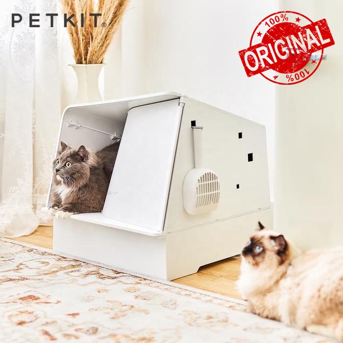PETKIT White Villa SemiEnclosed Cat Litter Box with Litter Scoop