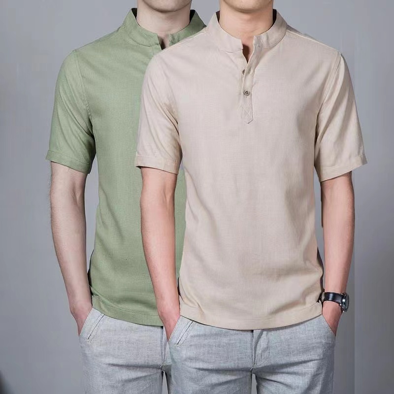 Korean style short sleeve polo shirt for men clothes formal retro shirt ...