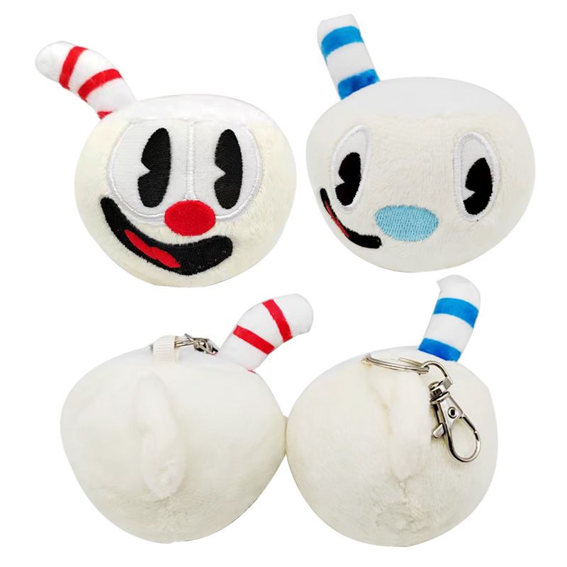Cuphead Plush Keychain Toy Mugman Game Mecup Brocup Doll Kids Birthday ...