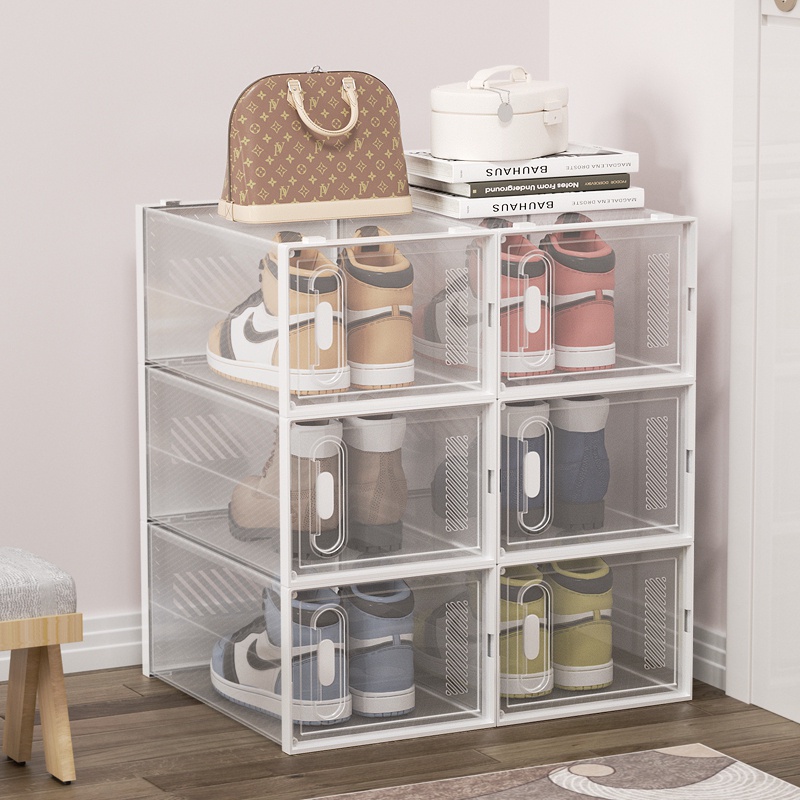Extra Large Shoe Storage Box Clear Plastic Stackable Shoe Organizer for ...