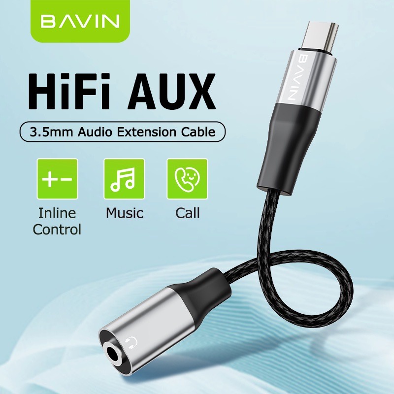 BAVIN AUX30 Earphone Headphone Adapter w/ Female Type-C to 3.5mm USB ...