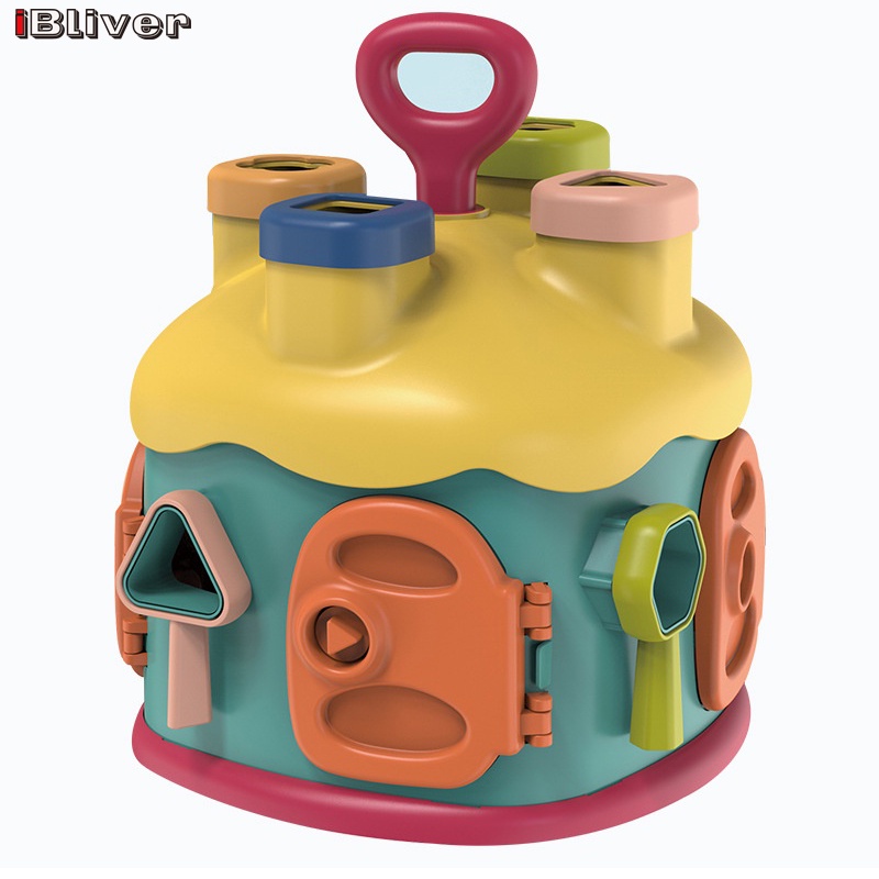 iBliver Shape Sorter House, Color and Shape Sorting Toy with Keys and Colorful Geometric Shapes