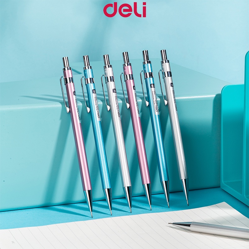 Deli Metal Press Mechanical Pencil Replaceable Pencil Lead EU999/EU998