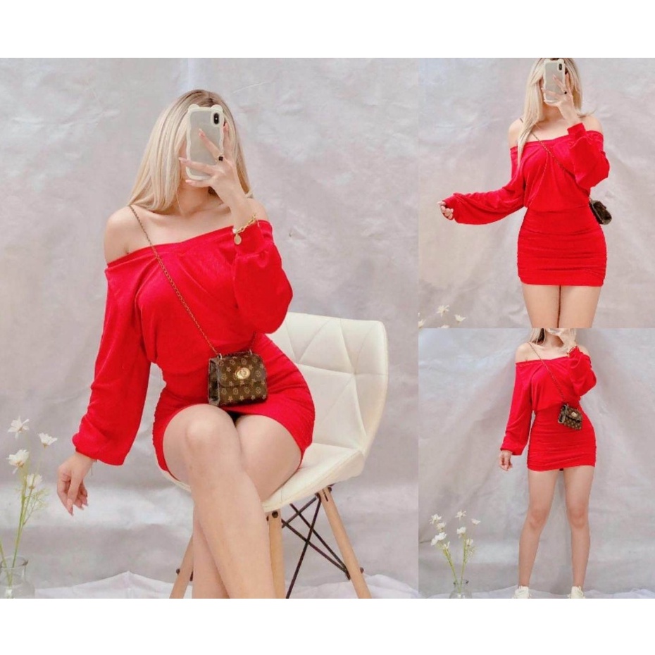 PolkaBella Korean s V Neck Long Sleeve Sexy Mini Dress Ally.Collection Shopee Philippines