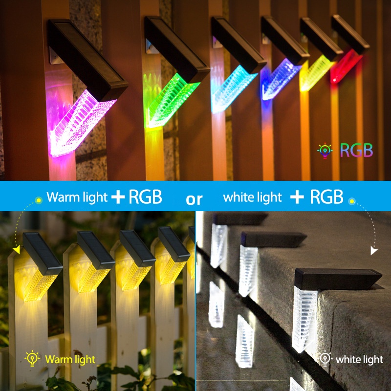 LED RGB Solar Stair Lights Solar Lights Outdoor Waterproof for Fence ...