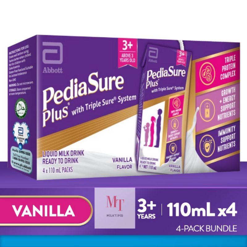 Abbott Pediasure Plus 3+ Vanilla RTD 110mlx4 Liquid Milk Drink Shopee Philippines