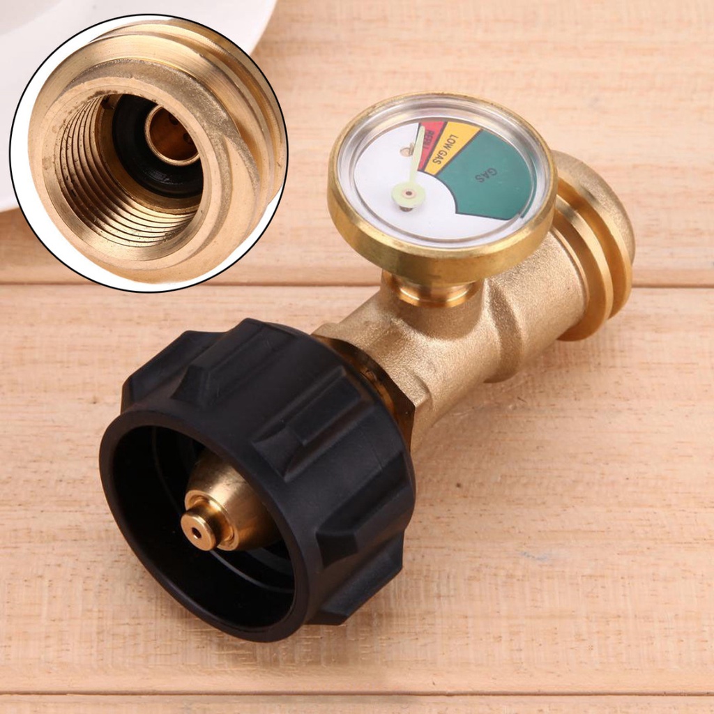 Brass Propane Tank Adapter Gauge Gas Grill Pressure Indicator Fuel