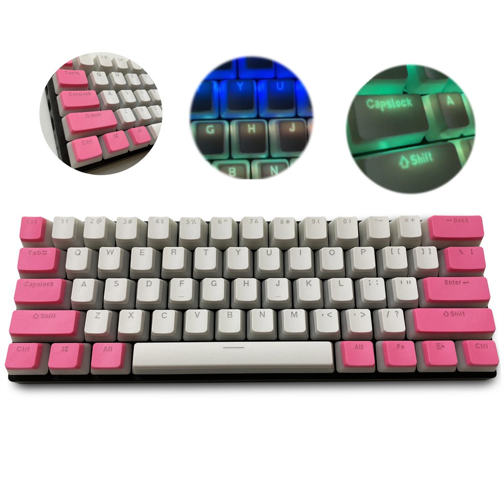 ♥ Pudding keycap，Pink white pudding keycap 108 Double Shot PBT pudding ...