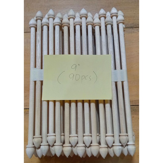 Unpainted Wooden Scroll Rod 9" ( Pointed Tip & Rounded Tip ) Shopee