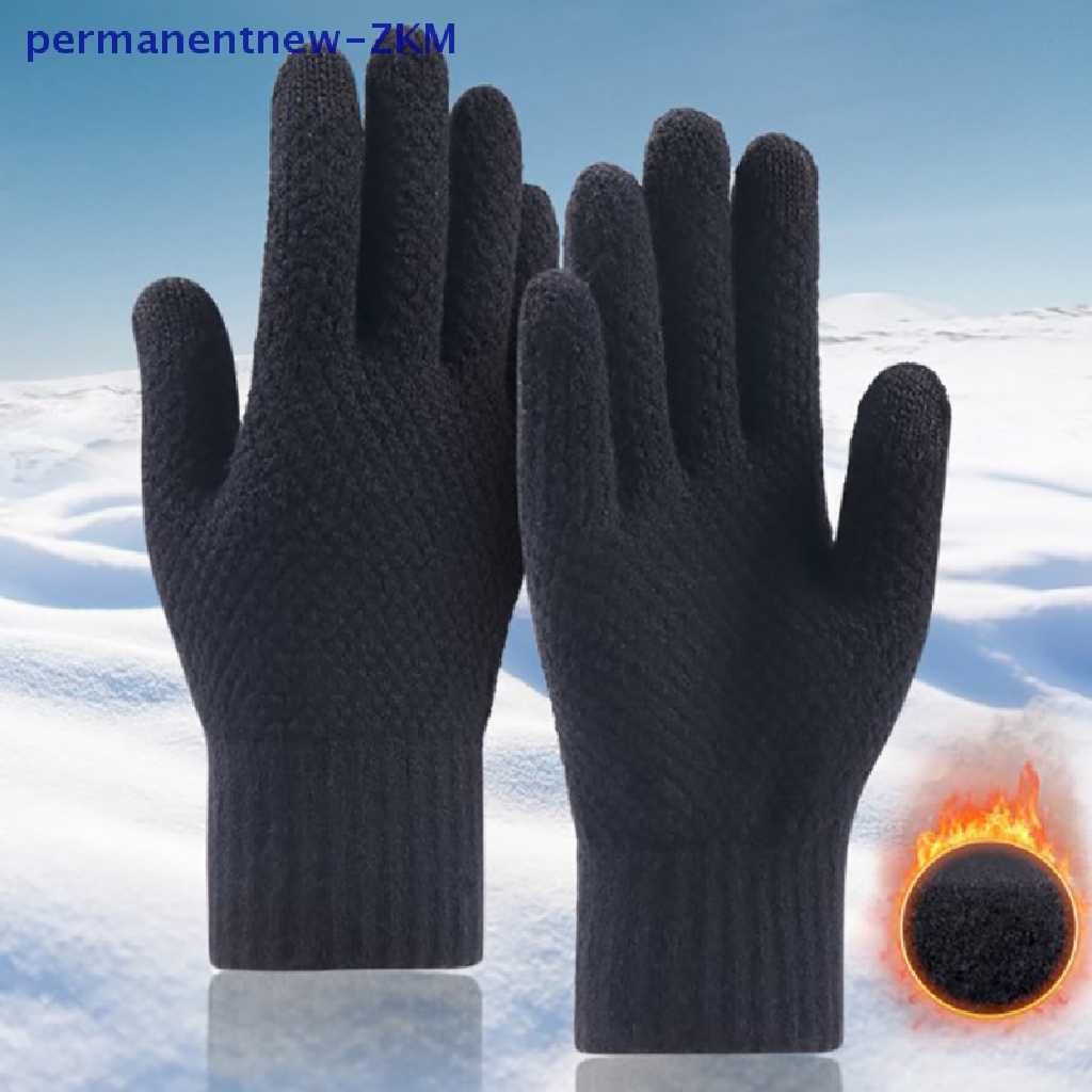 [permanentnew] Thick Knitted Men Winter Gloves Imitation Cashmere Two ...