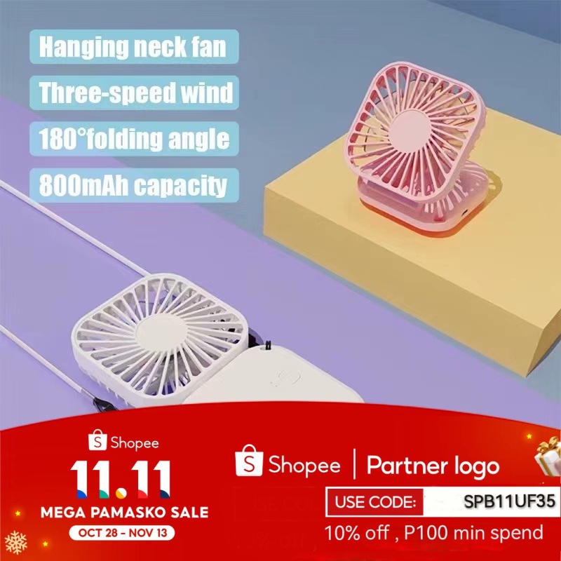 USB Fan Portable Hanging Neck Fan Outdoor Sports Electric Fan Folding ...
