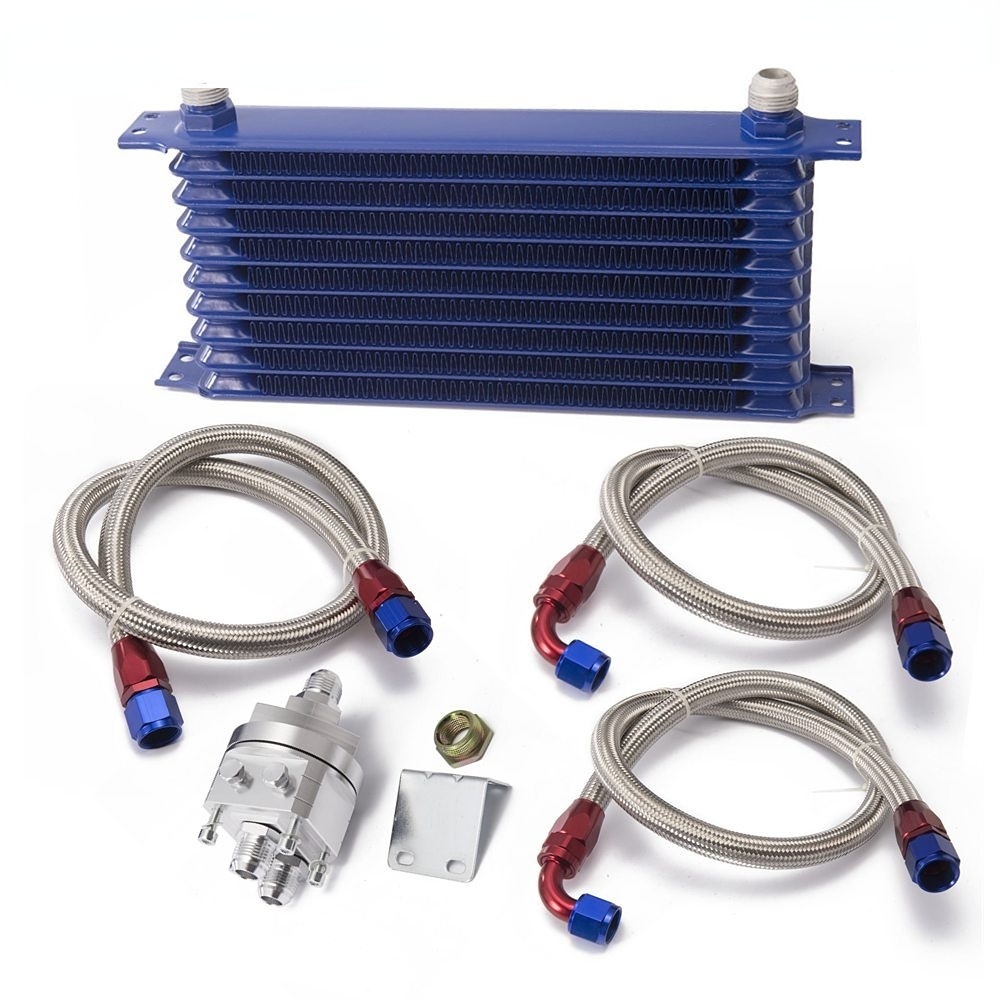 Universal 10 Row Oil Cooler Kit With Oil Filter Relocation Kit For ...