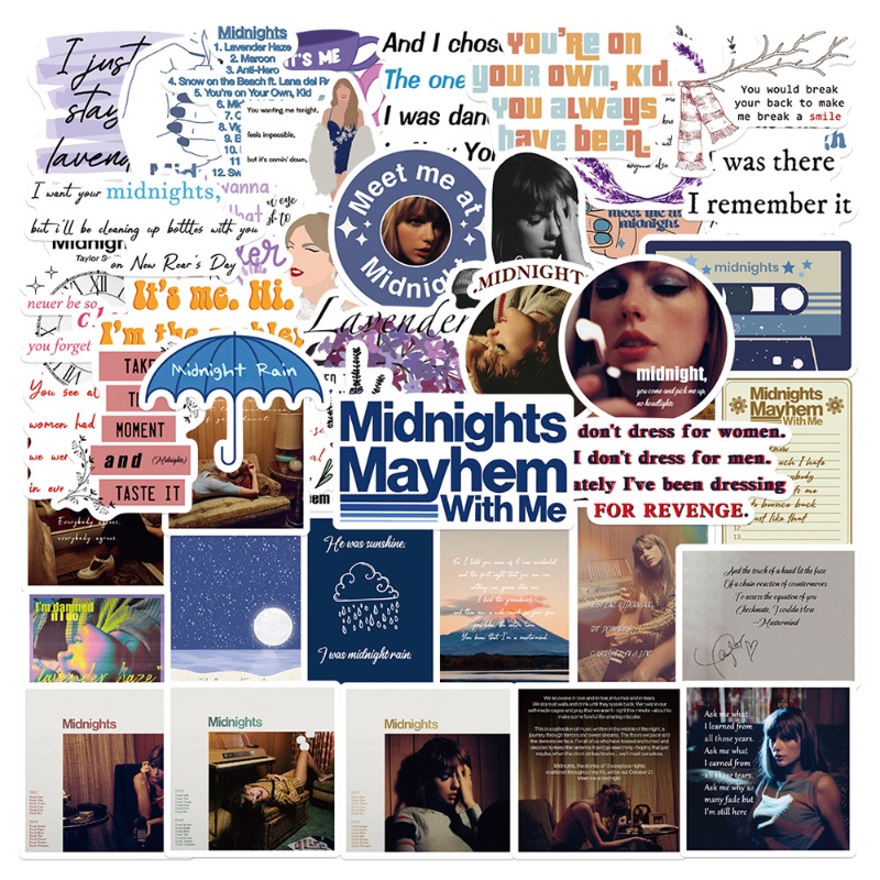 50pcs Taylor Swift Midnights Waterproof Vinyl Stickers Decals for ...