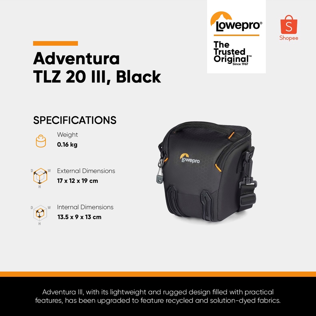 Lowepro Adventura TLZ 20 III Camera Toploader Bag Black Shopee Philippines