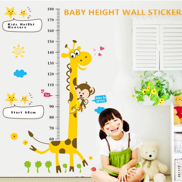 Cartoon Height Measure Wall Sticker for Kids Rooms Decoration Growth