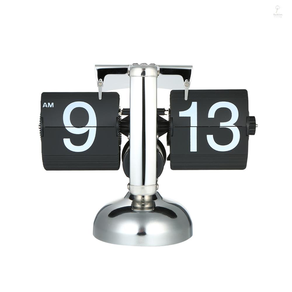 FLP Small Scale Table Clock Retro Flip Over Clock Stainless Steel Flip