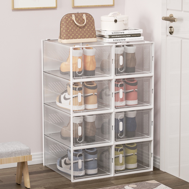 Extra Large Shoe Storage Box Clear Plastic Stackable Shoe Organizer for ...