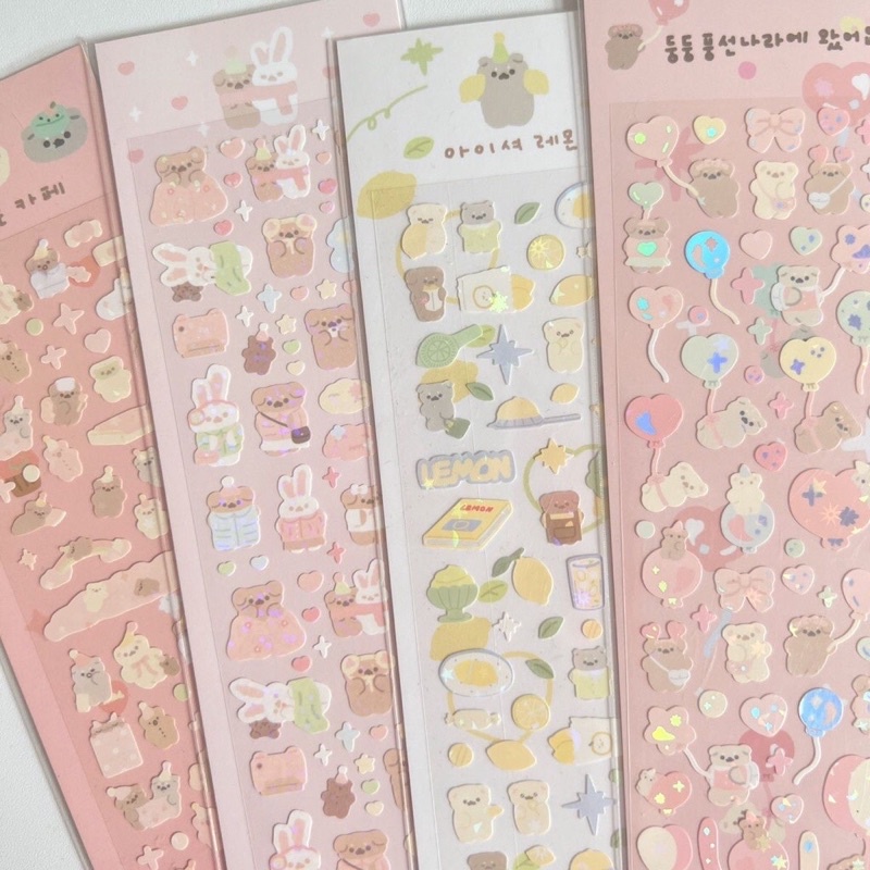Rabbit lemon ballon Sticker/ Cute Korean Bear Rabbit Sticker/toploader ...
