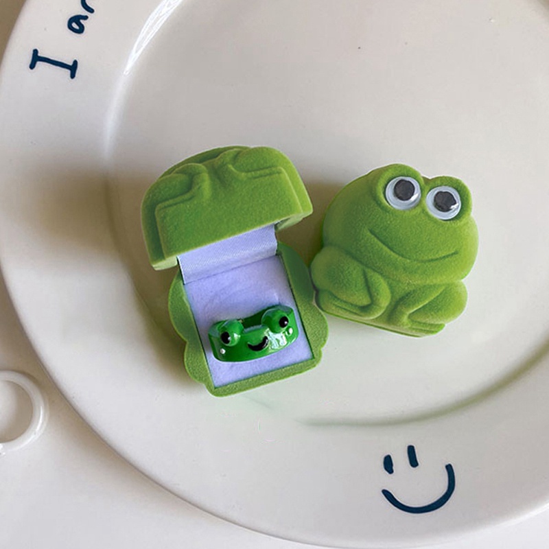 Cartoon Frog Flocking Ring Jewelry Box Wedding Ring Box Jewelry Display ...