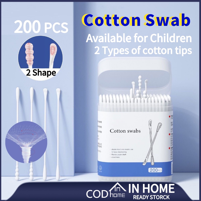 Baby Cotton Swabs Thin Buds 200Pcs/Pack Thin Buds Cleaning Cotton Swab