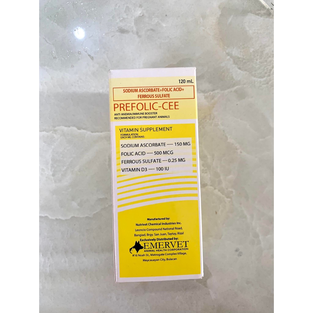 PREFOLICCEE 120ML for cats and dogs (SODIUM ASCORBATE + FOLIC ACID