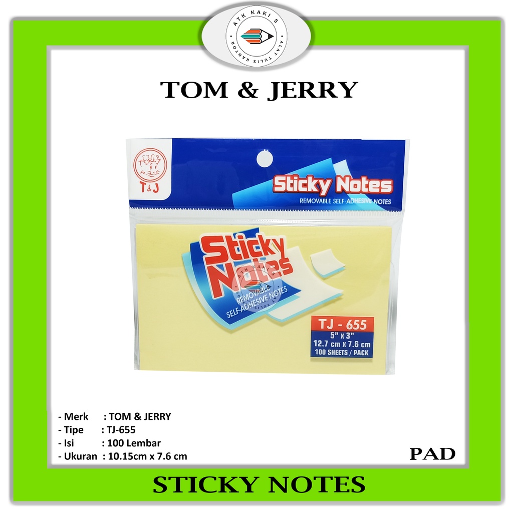 TOM & JERRY - Sticky Notes Yellow TJ-655 - PAD | Shopee Philippines