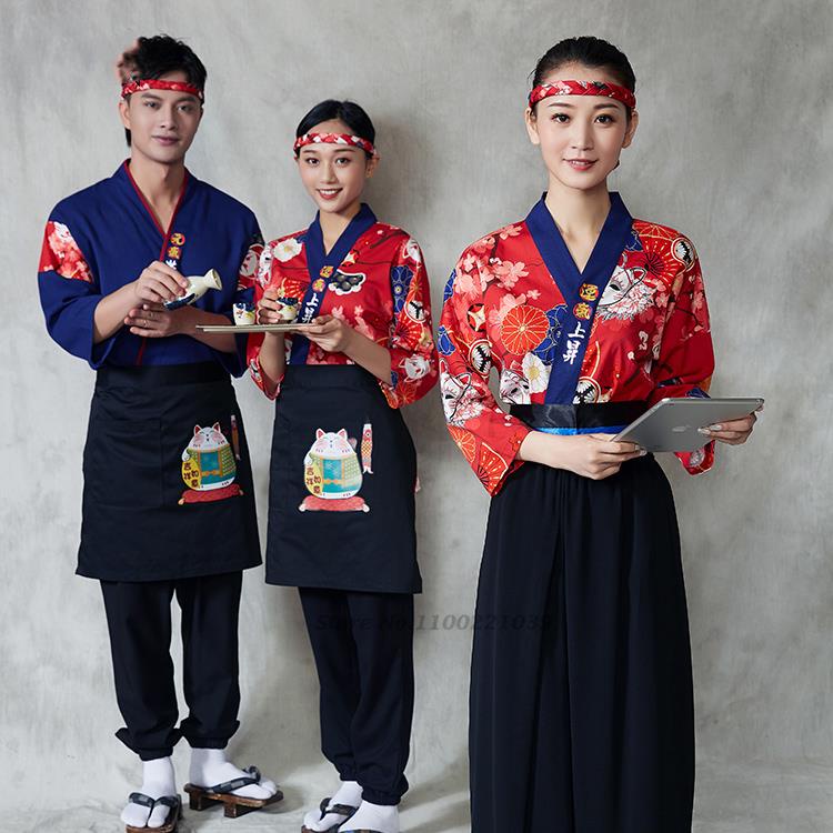 `2022 men women japanese style sushi chef kimono robe jacket restaurant