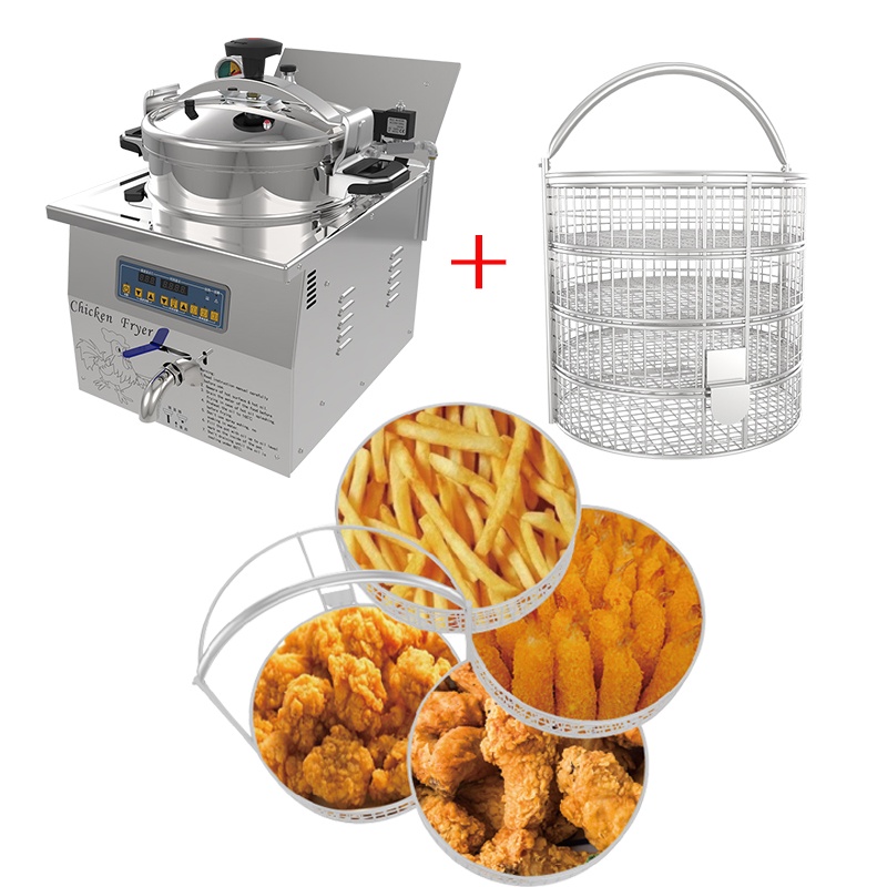 Stainless Steel Counter Top Pressure Fryer Pot Electric Chicken Deep