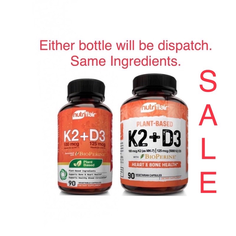 NutriFlair K2 D3 PlantBased Vitamin K2 (as Mk7) with D3 5000iu