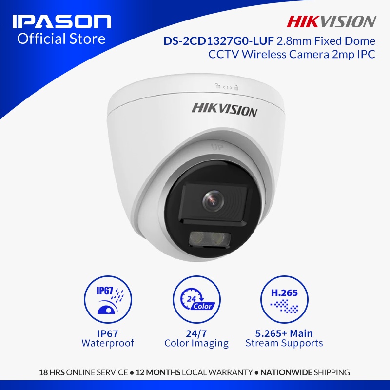 Hikvision Ds 2cd1327g0 Luf 2 8mm Fixed Dome Cctv Wireless Camera 2mp Ipc Colorvu Lite Built In