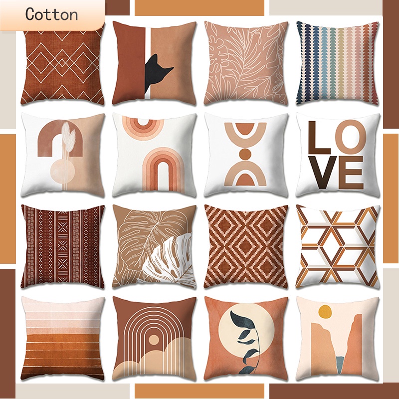 Brown Series Throw Pillow Case Cotton Cushion Cover For Home Decor