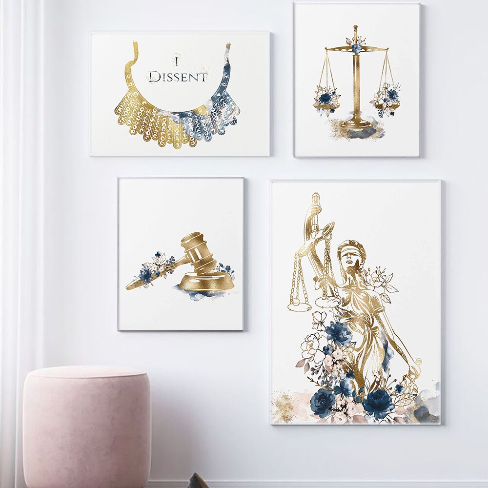Frameless Law Office Wall Decoration Poster Goddess of Justice Gavel ...