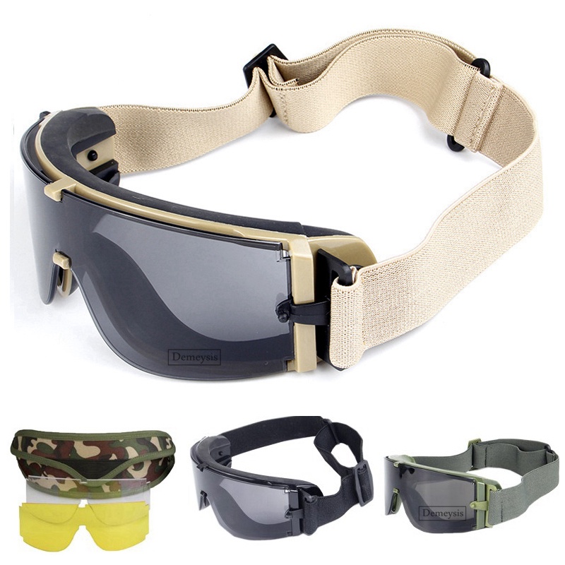 Military Goggles 3 Lens Army Sunglasses Tactical Glasses Eyeshield for ...