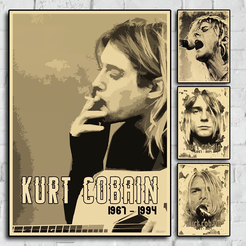 American Rock Singer Kurt Coburn Retro Poster Kraft Paper Mural Home ...