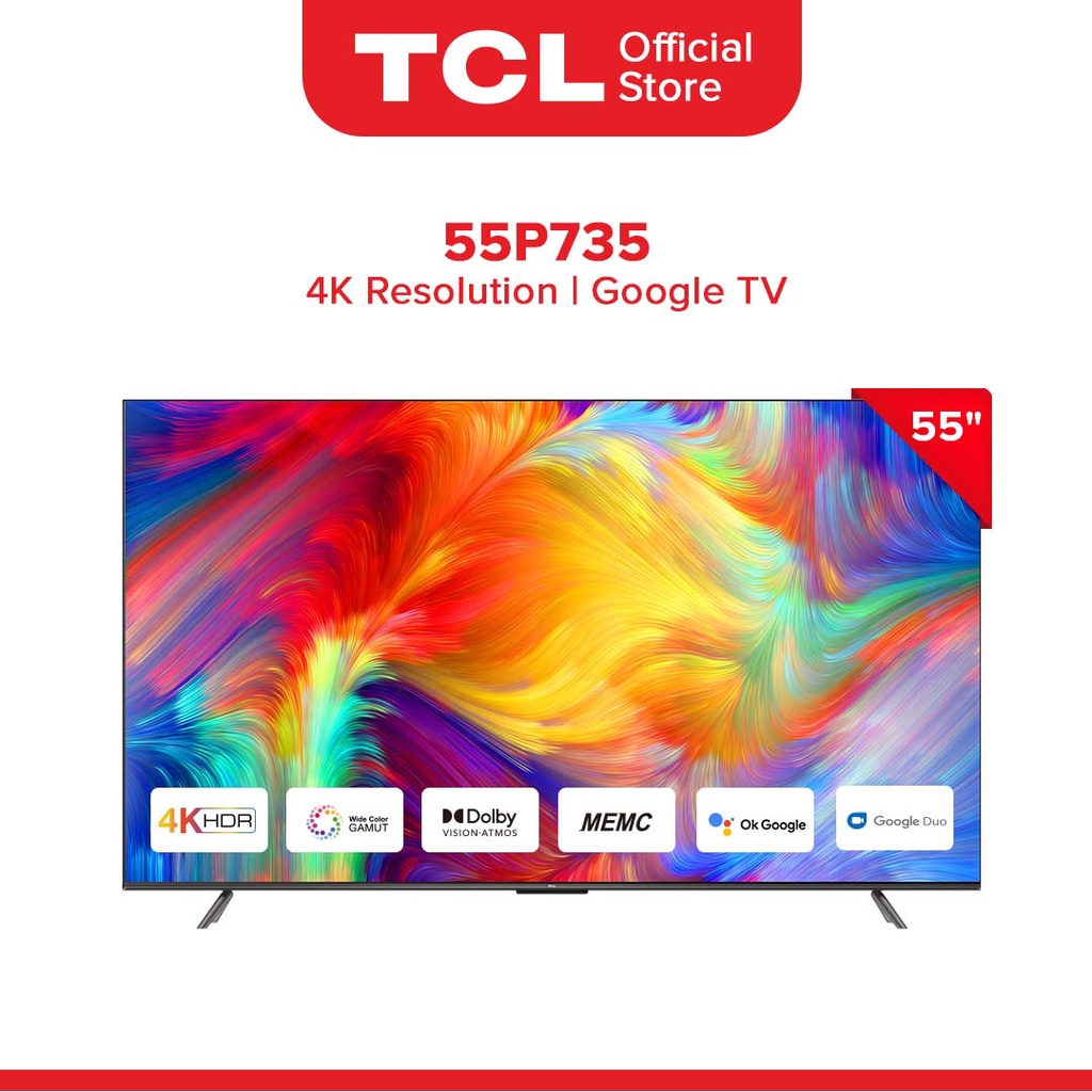 TCL 55" 4k Google Smart TV 55p735 (Dolby Vision & Audio, CameraReady