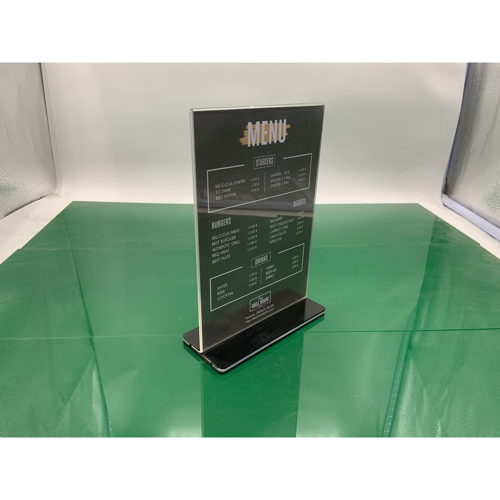 Menu Mica Desk Stand A5, menu Stand A4 Size Black Base 3 Layers Compact Easy To Use Shopee