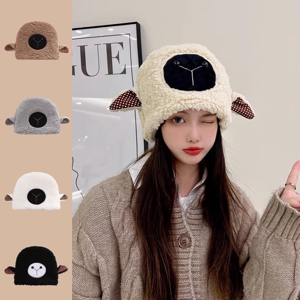 RAINBOWCO Lamp Hat Sheep Winter Warm Protection Plush Hat Cute Hat