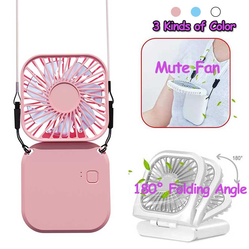 Portable Mini Fan USB Folding Rechargeable Neck Fan Small Table Fan Outdoor Handheld Mini Holder