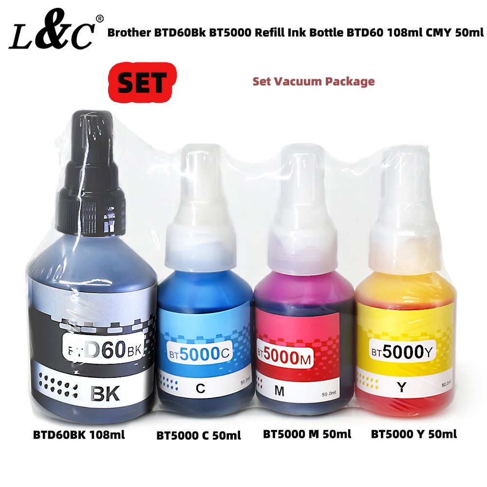 L&C Refill For Brother Ink Set BTD60 BT5000 Dye Ink 4 Color Ink For ...