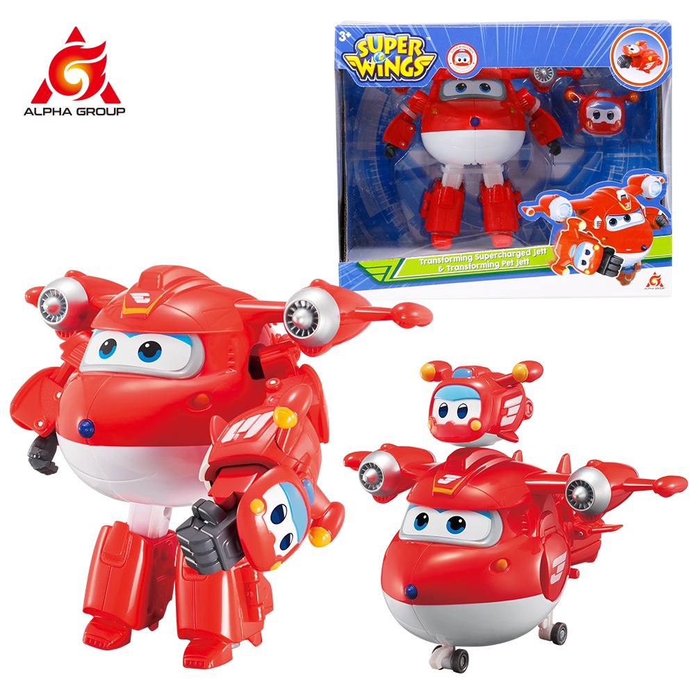 Super Wings 5 Inches Transforming Supercharged Jett & Mini Magnetic ...